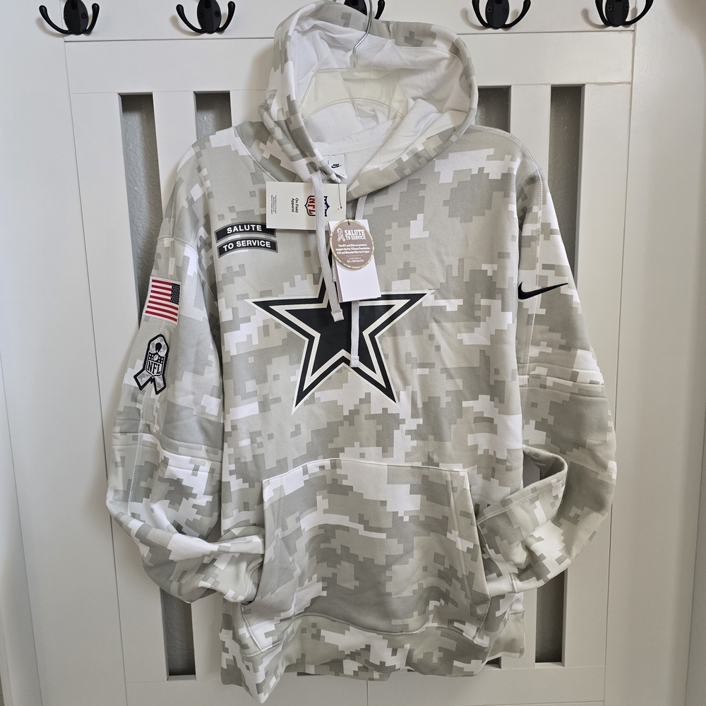 New Nike Dallas Cowboys Salute To Service Hoodie 2024 Artic Camo Mens Size Large